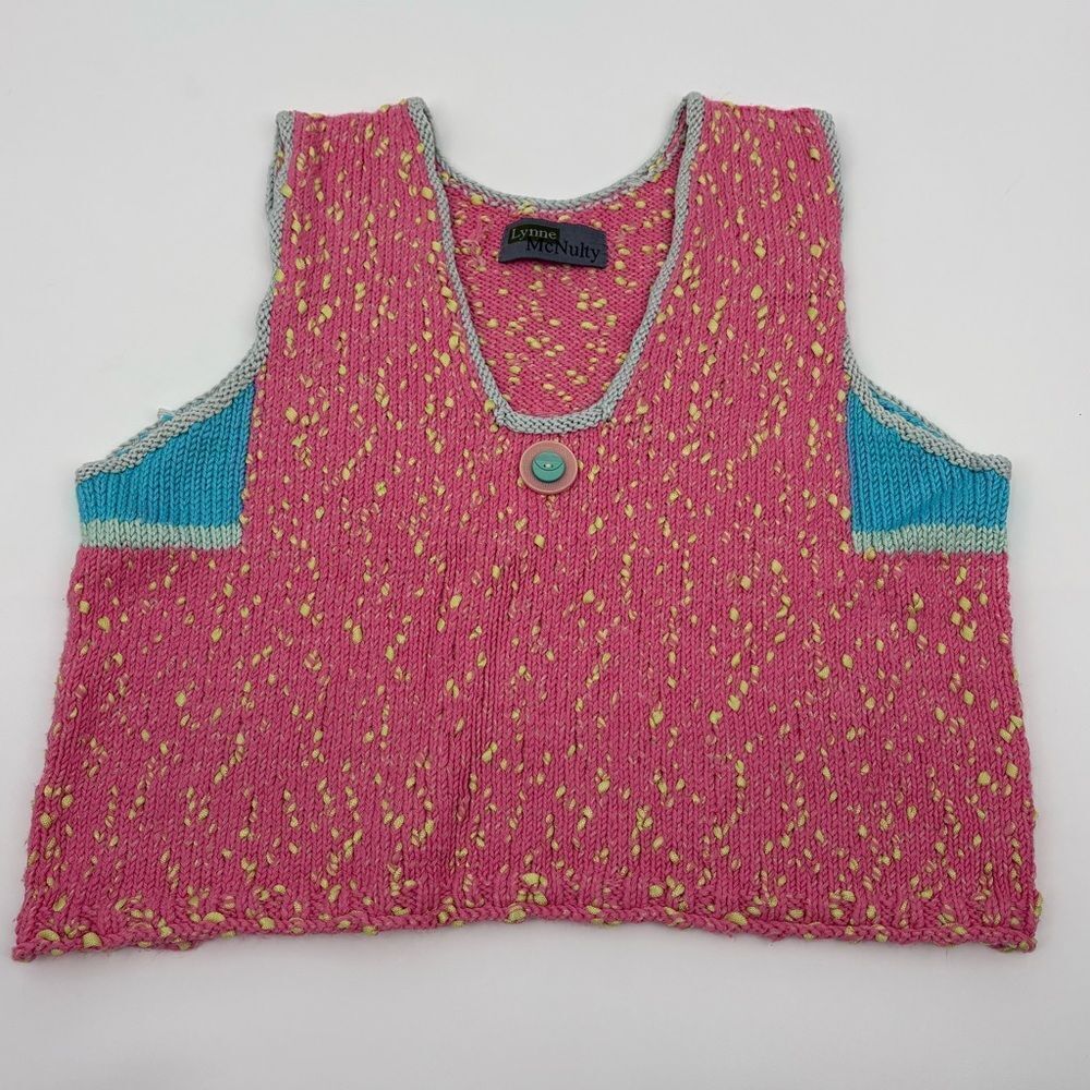 Lynne McNulty | 80’s Pink and Blue Knit Vest with Button